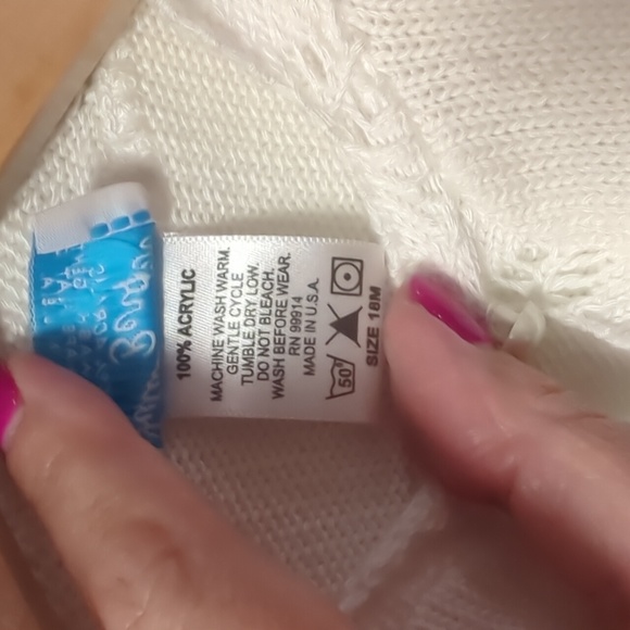 Julius Berger Infant Girls 18M White Scalloped Edge Bolero Sweater Long Sleeve - Picture 4 of 7